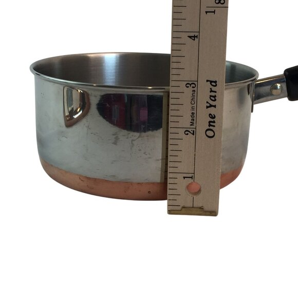 Vtg Revere Ware 1 Qt/95L Sauce Pan w/Lid Indonesia Double Ring Copper Stainless - Picture 10 of 11